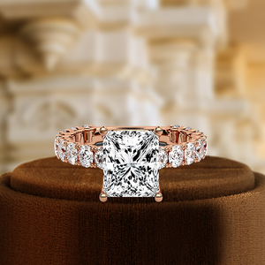 Bague de fiançailles en diamant de laboratoire 1CT, bague d'anniversaire certifiée IGI, bague de mariage en or blanc 14 carats, taille princesse, sertie pavé - Product Image 3