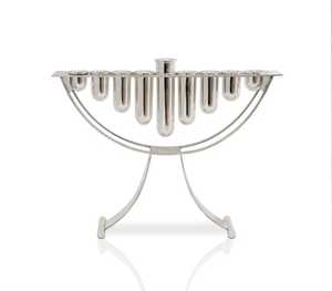 Nueva llegada 9 brazos Menorah estilo contemporáneo plata Hanukkah candelabro personalizado Metal Judaica regalo bajo precio a granel - Product Image 1