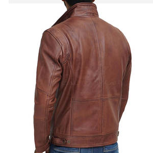 Diseñe su propia chaqueta de cuero de invierno para hombre con cuello levantado de manga larga de alta calidad al mejor precio - Product Image 6