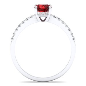 Anillos de Plata de Ley 925 con Moissanita de Claridad VVS y Granate Rojo Natural, Certificados por GRA, Joyería Fina para Mujer - Product Image 4