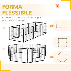 PawHut 8-Piece Modular <b>Dog</b> <b>Playpen</b> <b>for</b> Indoor and Outdoor Use, Steel, 80x60 cm, Black - Product Image 4