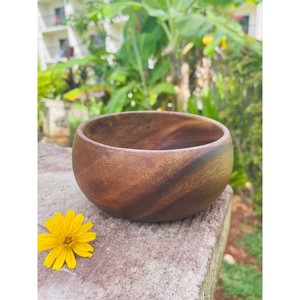 Artisan Rond Calebasse Acacia Bois Bol En Bois Rond Soucoupe Cuisine Décor Cadeaux Décoration Bol - Product Image 2