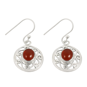 Pendientes de gancho de Plata de Ley 925, joyería fina de lujo al por mayor, pendientes de gancho colgantes de gota redonda de piedras preciosas cornalina - Product Image 1