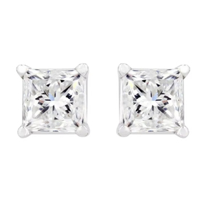 Boucles d'oreilles clous de luxe plaquées or rhodié 14 carats avec diamant Moissanite 4 carats certifié GRA pour les fêtes - Product Image 1