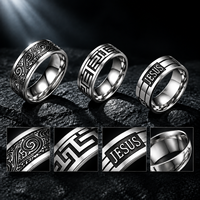 Bague Unisexe JLM en Acier Titane 316L Gravée Motif Tourbillon Rétro Hypoallergénique Anti-décoloration Géométrie Ancienne en U Style Vintage Quotidien