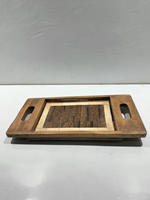 Plateau de service rectangulaire en bois massif, fait main, poli, décoration de table, utilisation domestique moderne, panneaux muraux