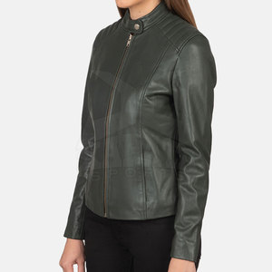 Veste d'hiver pour femme en cuir de vache véritable, coupe-vent, écologique, col montant, grande taille, respirante, idéale pour l'extérieur - Product Image 3