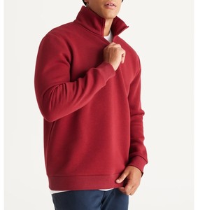 เสื้อสเวตเชิ้ตผู้ชายแบบซิป ¼ ตัว ยี่ห้อ Index Apparel สีแดงล้วน ทรงปกติ สวมใส่สบาย เหมาะสำหรับฤดูใบไม้ร่วง คอตั้ง ระบายอากาศได้ดี ผลิตจากผ้าถัก - Product Image 3