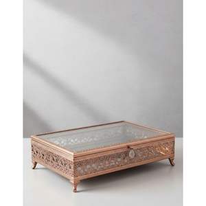 Elegante Joyero de Metal y Vidrio, Estuche de Almacenamiento de Joyas para Interiores de Hogar Contemporáneos - Product Image 3