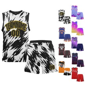 Ensemble de maillot de basket-ball pour adultes de haute qualité, respirant, imprimé, évacuant l'humidité, couleurs et logos personnalisables - Product Image 1