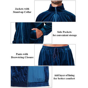 Ensembles survêtements personnalisés Jogger Ensemble pantalons de survêtement évasés et sweat à capuche pour hommes avec logo de haute qualité Pantalon de survêtement en velours et ensemble de 2 pièces avec fermeture éclair - Product Image 5