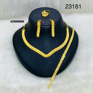 Ensemble de collier en filigrane plaqué or de luxe avec boucles d'oreilles pendantes |   Ensemble de bijoux traditionnels pour mariée et occasions festives Modèle 23177 - Product Image 5