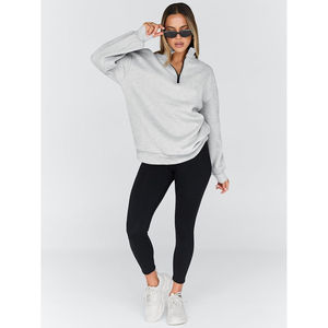 Sweat-shirts pour femmes de haute qualité, demi-zip, décontractés, vente en gros, surdimensionnés, anti-froissement, respirants, personnalisés - Product Image 4