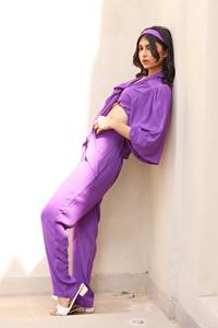 Lujoso conjunto púrpura Amalfi Co-ord estilo occidental Tops cortos para mujeres para días casuales o eventos especiales de noche - Product Image 2