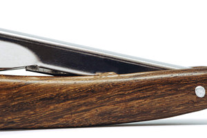 Maquinilla de afeitar con mango de madera para cortar la garganta, maquinillas de afeitar de borde recto para afeitar y dar forma a la barba y al bigote, hoja única - Product Image 6