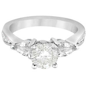Bague de fiançailles en or blanc 18 carats avec deux diamants taille poire 0,51 ct, clarté VS2-SI1, sertissage à griffes et canal, bijoux pour femme - Product Image 1