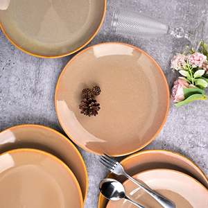 Ensemble de 6 assiettes à dîner en céramique classiques de haute qualité, 10,5 pouces, design personnalisable, nouveau modèle pour hôtels et fêtes - Product Image 2