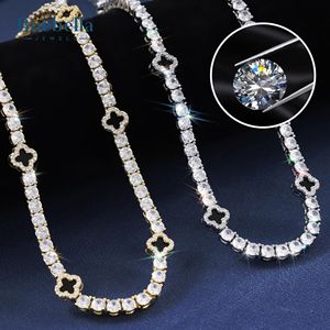 Gran oferta, cadena de tenis de plata 925 con eslabón cubano chapado en oro blanco de 14 quilates, joyería de moissanita de hoja de trébol negro de 9mm - Product Image 6