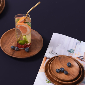 Assiette à steak ronde en bois faite à la main, écologique et durable, motif moderne, logo laser, pour fêtes et cafés - Product Image 6