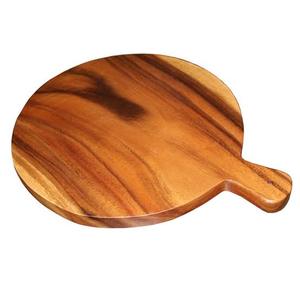 Dernière conception 2022 usine vente en gros planche à découper en bois naturel planche à découper ronde avec poignée en métal - Product Image 5