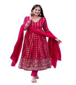 ชุดงานทำเกลียวและกระจกสีชมพูมีความเหมาะสมคู่กับ dupatta-1850 - Product Image 1