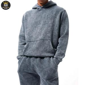 Chándal de invierno para hombre de alta calidad 100% algodón lavado con ácido técnicas impresas personalizadas traje de jogging con cuello con capucha de talla grande - Product Image 2