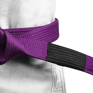 Cinturón BJJ morado personalizado de tendencia superior con rayas de rango bordadas, cinturones Gi personalizados de algodón 100% a precios muy baratos - Product Image 5