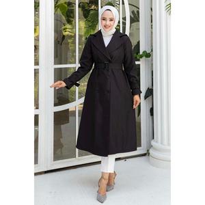 Gabardina larga Hijab Mangas con cinturón Negro - Product Image 3