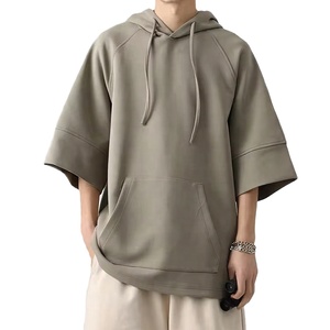 New Style Casual <b>Mens</b> Solid 100% Cotton Short Sleeve Oversized <b>Men</b> Hoodies & Sweatshirts - Product Image 2