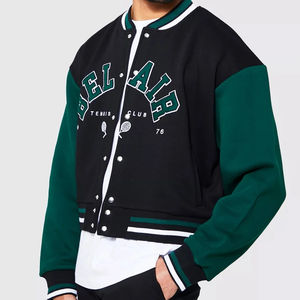 Wholesale Custom Cotton Letterman <b>Jackets</b> for Men High Street Winter Baseball Bomber Embroidery <b>Patchwork</b> Stand College Sports - Product Image 1