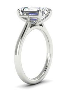 Elegante anillo de bodas de oro blanco original con Esmeralda y diamantes de corte redondo Diseño atemporal para compromiso y fiesta - Product Image 2