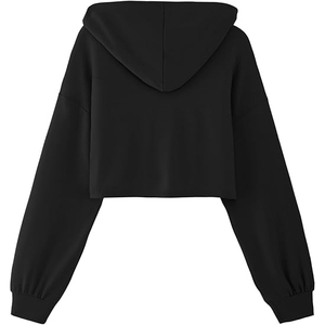 Sweat-shirt chic décontracté pour femme, haut court sexy à capuche, pull en coton à manches longues, vêtements de rue tendance, coupe confortable - Product Image 3