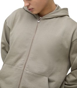 เสื้อมีฮู้ดสำหรับผู้ชายเสื้อออกกำลังกายมีซิปมีฮู้ดสีทึบขนาดพลัสไซส์ - Product Image 4