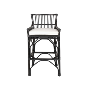 Taburete de Bar Tapizado con Respaldo de Listones de Ratán Natural B2B para Cocina, Silla Alta para Barra de Cocina, Restaurante, Estilo Boho de Vietnam - Product Image 1