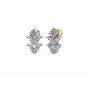 Boucles d'oreilles en or 18 carats de haute qualité, style Ravennaa, avec diamants floraux étincelants, taille princesse et taille ronde, bijoux de laboratoire, vente en gros B2B - Product Image 5