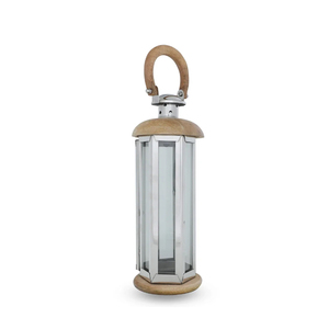 Farol de Vela Decorativo para el Hogar, de Metal y Madera, Acabado Marrón, para Decoración de Mesa de Bodas y Navidad, Farol Colgante - Product Image 5