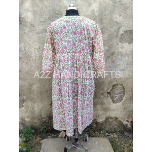 Women's Outfit <b>Christmas</b> Sale Indian Floral Block Print Long Dress, Cotton Handmade Summer Gown Party Wear <b>Top</b> <b>Tunic</b> Dress - Product Image 3