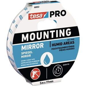 Pro <b>Mirror</b> 66952 <b>White</b> Mounting Tape 5m Length 19mm Width for Bath & Toilet Supplies by TESA - Product Image 1