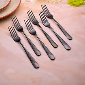Black Flame Eco-Friendly Stainless Steel <b>Forks</b> and Salad <b>Forks</b> (Set of 6) for Home and Restaurant Use - Product Image 1