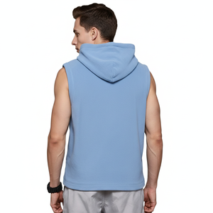 Sweat à capuche sans manches en polaire 100% polyester sur mesure avec impression design pour homme - Product Image 6