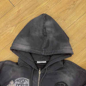 Topshow Streetwear Custom Acid Wash Sudadera con capucha Fabricante Sun Faded French Terry Vintage Distressed Bordado Zip up Hoodie - Product Image 5