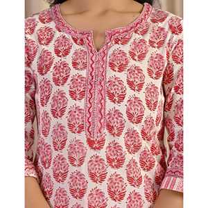 Conjunto de Kurta y Pantalón de Algodón con Estampado a Mano Azul, Estilo Pakistaní, Vestidos Indios con Anarkali Lehenga Choli Hecho de Tela de Red - Product Image 2