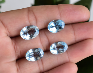 Topacio Azul Cielo Natural, Gema Suelta, Forma Ovalada, Facetada, Calibrada, Certificada para Joyería, 3x5 4x6 5x7 6x8 8x10 - Product Image 4