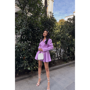 ชุดเดรสสีม่วงไลแลคพร้อมแจ็คเก็ตตกแต่งด้วยดีเทลลายดาตส์ - Product Image 2