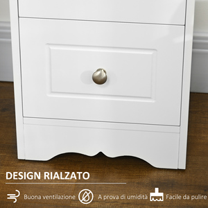 HOMCOM Armoire polyvalente avec tiroirs, armoire basse en MDF de qualité E1 29.8x29.8x68.5cm blanc - Product Image 6