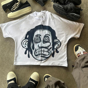 เสื้อยืดโอเวอร์ไซส์ผ้าฝ้ายบ็อกซี่ครอปเสื้อยืดฮิปฮอปสำหรับผู้ชายเสื้อครอป100% คุณภาพพรีเมี่ยมแบบกำหนดเอง - Product Image 2