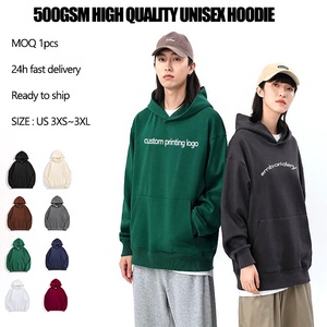 Pull 500gsm 100% coton blanc hommes polaire Streetwear coupe régulière sweat Logo personnalisé à capuche hiver respirant séchage rapide - Product Image 2