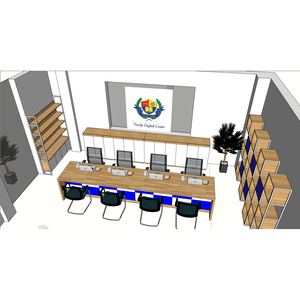 Durable 400x80x75cm <b>Reception</b> <b>Counter</b> for English Language Center BLT68003 Rubber Wood for Hotel and Beauty Salon Made of MDF - Product Image 2