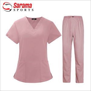 High Quality Fashionable V Neck Hospital Staff Uniform Nursing Medical Scrubs Uniform, - Product Image 2