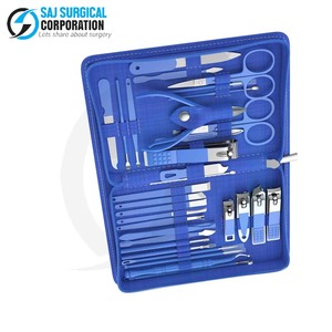 Regalo de lujo Diseño azul Manicura 30 PCS Juego completo Herramientas de acero inoxidable Estuche de terciopelo Profesional 7 1 Presentación Premium - Product Image 2